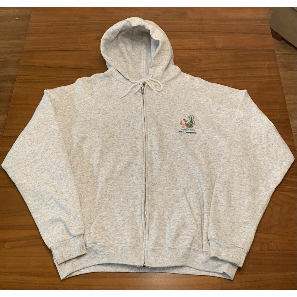 Vintage Walt Disney World Hoodie 20th Anniversary Mens XL 1991 Full Zip USA Made